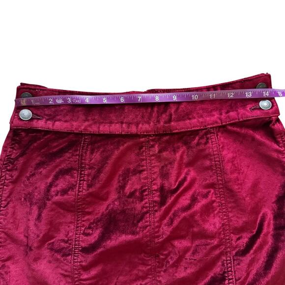 Free People Retro Velvet High Waist Mini Skirt 28 6 Burgundy Romantic Whimsigoth - Picture 7 of 14